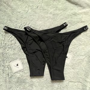 NWT Set of 2 Kamoni High Cut Black Bikini Bottoms Size Medium
